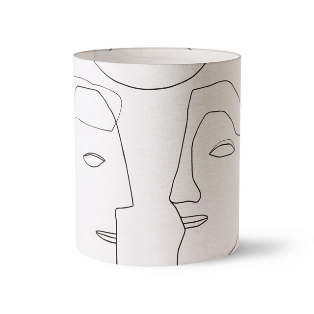 Abajur crem/negru din fibre naturale Printed Faces HKliving