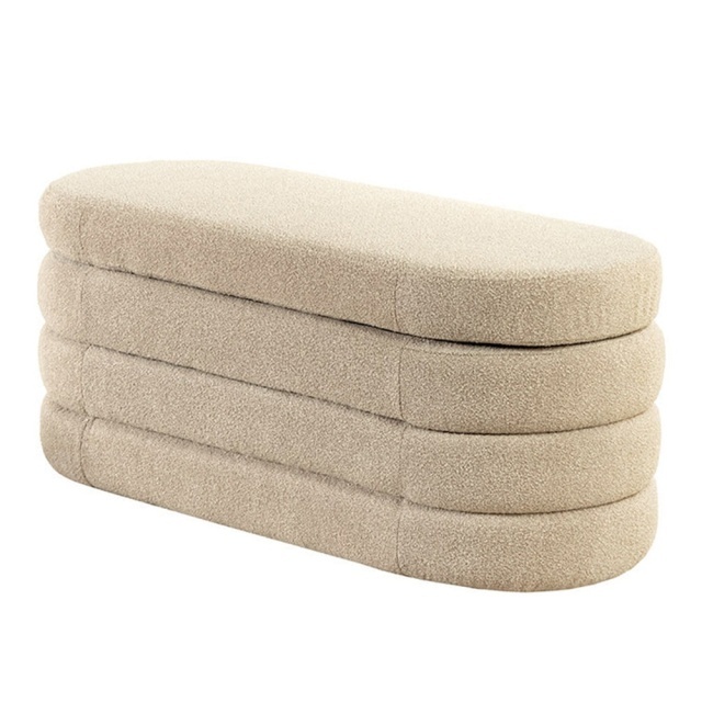 Bancheta grej din textil 113 cm Voque Boucle The Home Collection