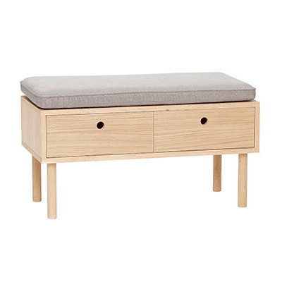 Bancheta maro/gri din textil 85 cm Hide Hubsch