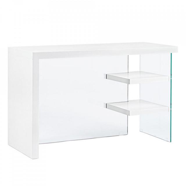 Birou alb/transparent din MDF si sticla 50x120 cm Line Bizzotto