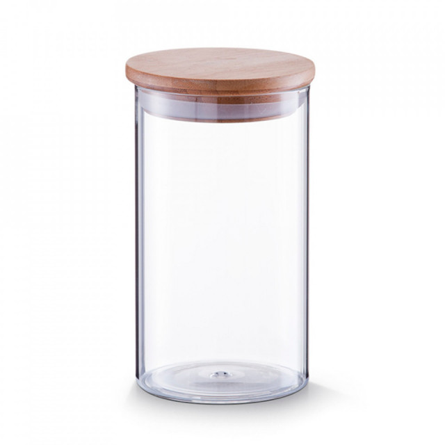 Borcan cu capac transparent/maro din sticla si lemn 1000 ml Lee Zeller