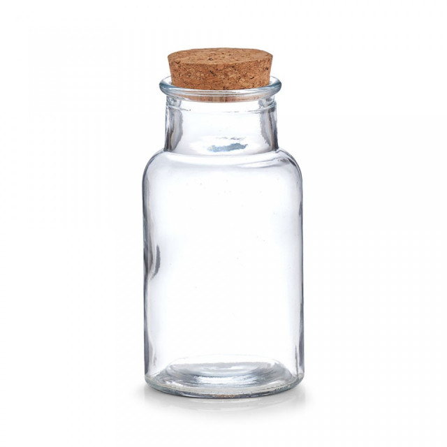 Borcan transparent/maro cu capac din sticla si pluta 250 ml Spice Jar Cork Zeller