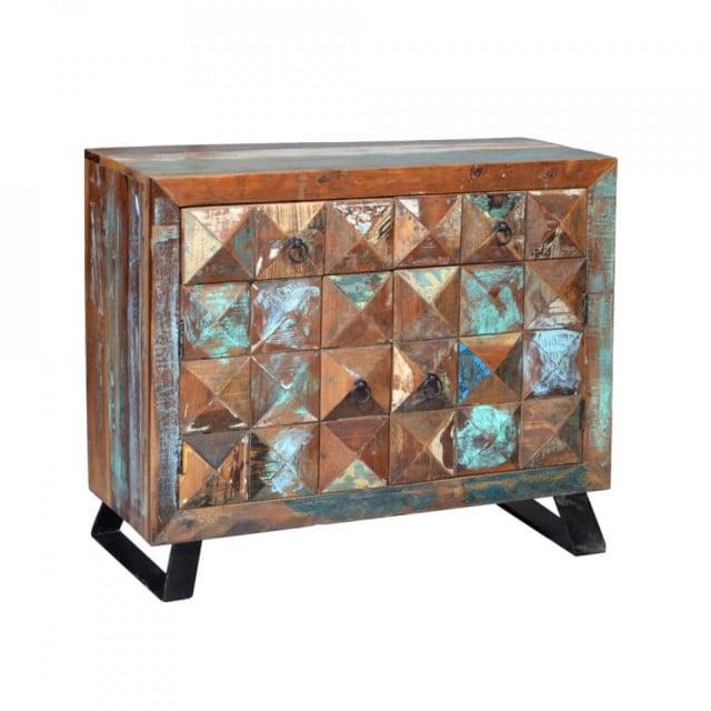 Bufet inferior multicolor din lemn 100 cm Recycled Diamond Drawers Giner y Colomer