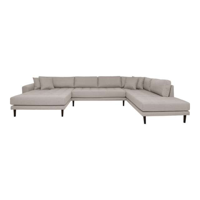 Canapea cu colt grej din textil 220 cm Ganesha U-Sofa House Nordic