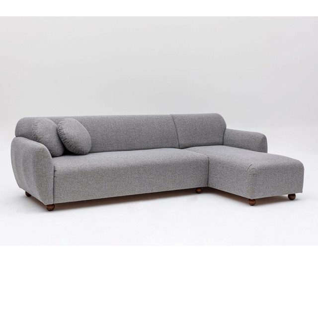 Canapea cu colt gri deschis din textil pentru 2 persoane Eddy Right The Home Collection