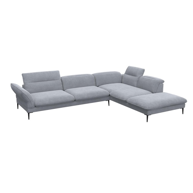 Canapea cu colt gri din textil pentru 3 persoane Salino Right Flexlux