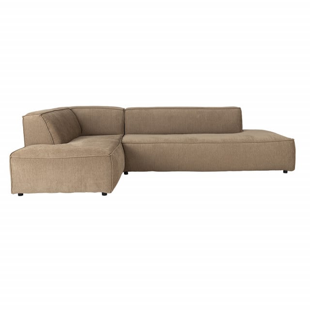 Canapea cu colt maro caramel din material textil si lemn 308 cm Freddy Rib Left Zuiver