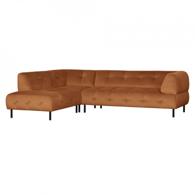 Canapea cu colt maro din catifea si lemn 267 cm Lloyd Left Woood