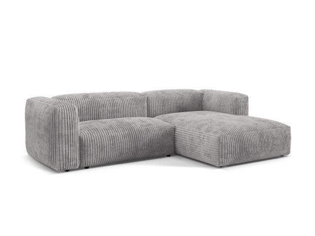 Canapea cu colt modulara gri deschis din catifea pentru 2 persoane Martina Corduroy Right Besolux
