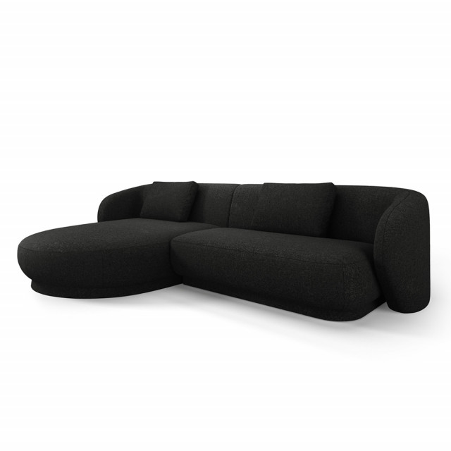 Canapea cu colt neagra din textil pentru 4 persoane Camden Left Besolux