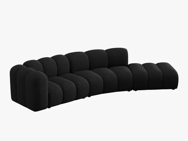 Canapea cu colt neagra din textil pentru 5 persoane Lupine Left Besolux