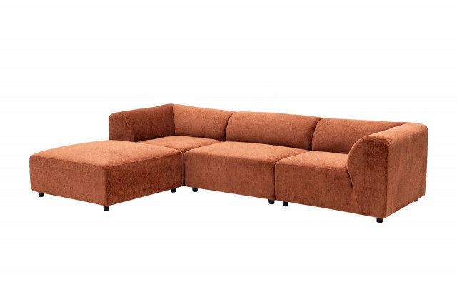 Canapea cu colt rosie din textil pentru 3 persoane Alpha Left The Home Collection