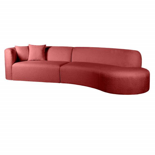Canapea cu colt rosu inchis din textil pentru 3 persoane Banana V2 Right The Home Collection