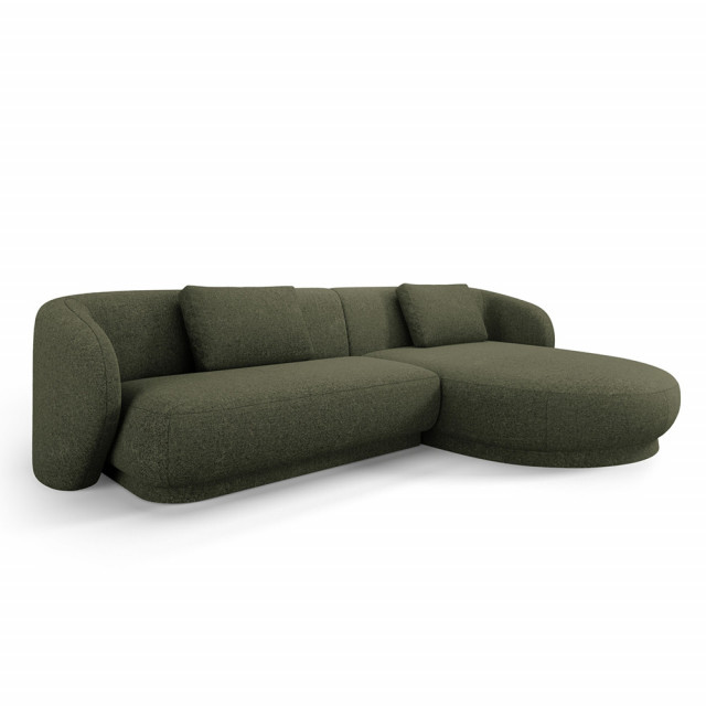 Canapea cu colt verde din textil pentru 4 persoane Camden Right Besolux