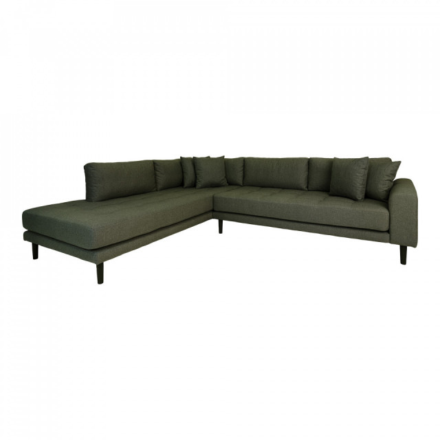 Canapea cu colt verde oliv din textil 290 cm Lido Left House Nordic