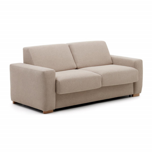 Canapea extensibila bej din textil pentru 2 persoane Anley Kave Home