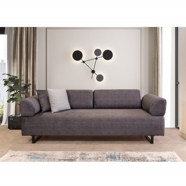 Canapea extensibila cu masa gri antracit din textil pentru 3 persoane Infinity The Home Collection