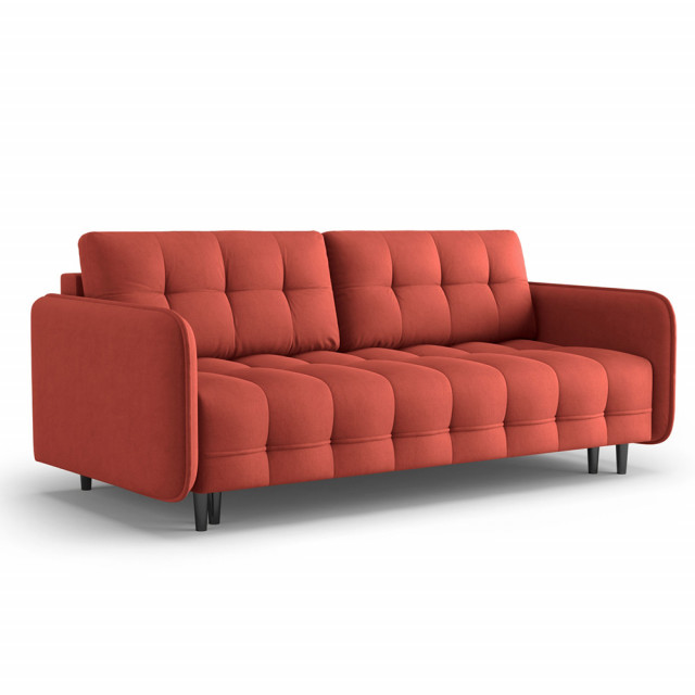 Canapea extensibila rosie/neagra din textil pentru 3 persoane Scaleta Besolux