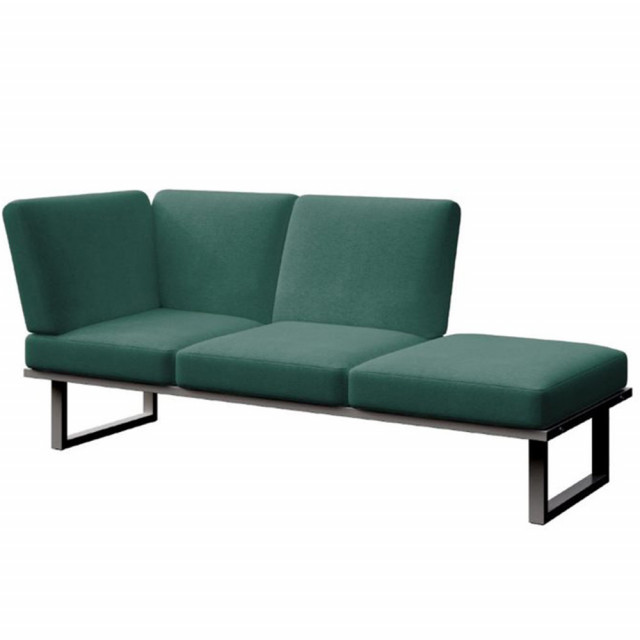 Canapea exterior verde inchis/gri antracit din olefina si otel pentru 2 persoane Soledo Left Mesonica