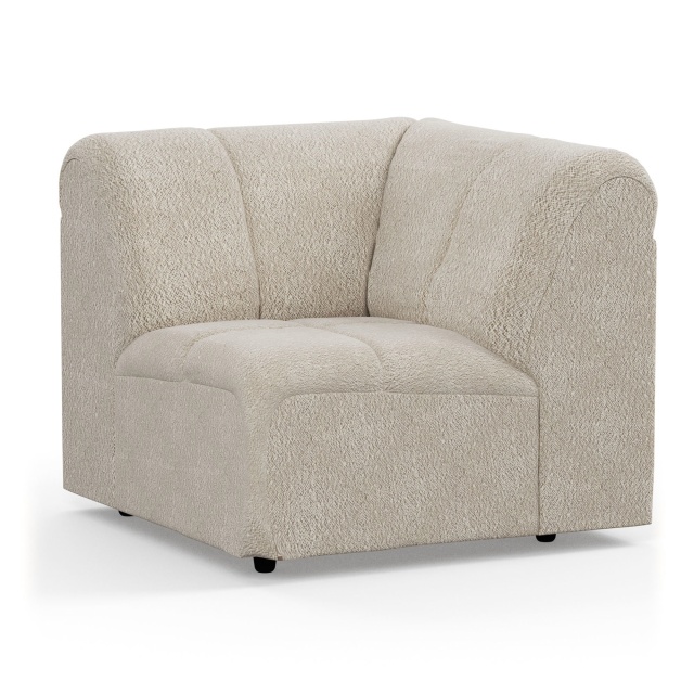 Canapea modulara crem din textil 98 cm Wave Boucle Corner HKliving