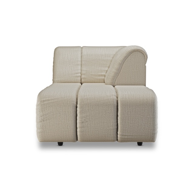 Canapea modulara ivorie din textil 177 cm Wave Mid Pure Right HKliving