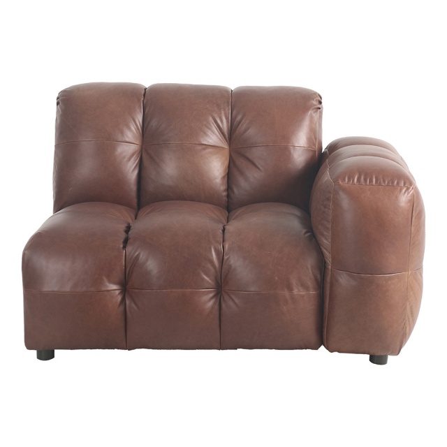 Canapea modulara maro ciocolata din piele 132 cm Hackman Corner Right Dutchbone