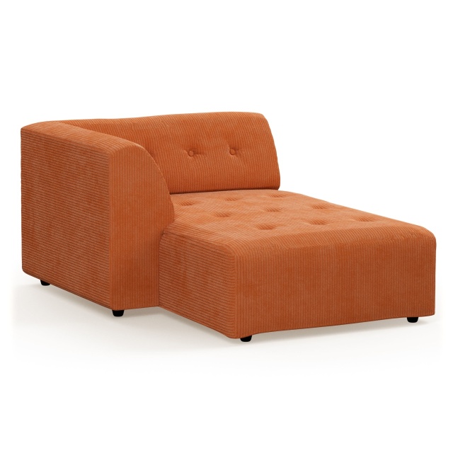 Canapea modulara portocalie din textil 160 cm Vint Corduroy Divan Left HKliving