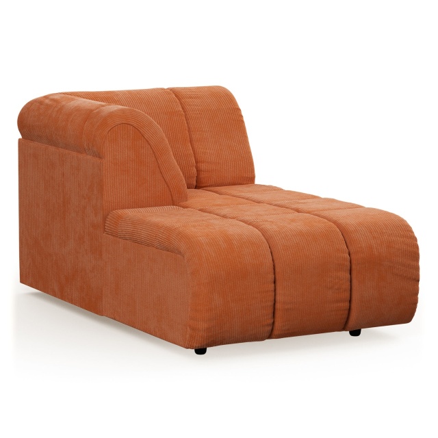 Canapea modulara portocalie din textil 177 cm Wave Boucle Corduroy Left HKliving