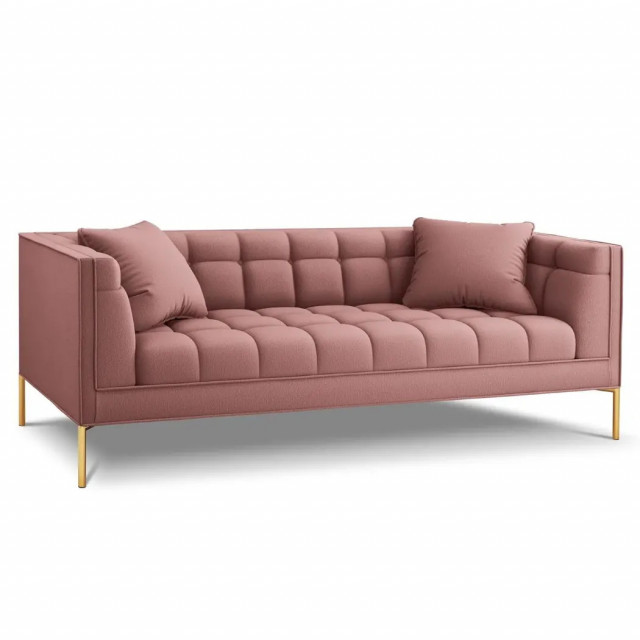 Canapea roz/aurie din textil si lemn de pin pentru 3 persoane Karoo Besolux