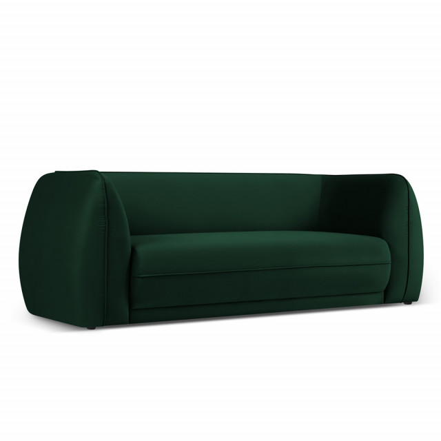 Canapea verde inchis din catifea si lemn de pin pentru 3 persoane Lando Besolux