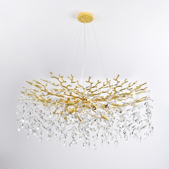 Candelabru auriu din metal cu 14 becuri Cindy Zuma Line