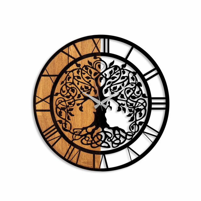 Ceas de perete rotund maro/negru din lemn 56 cm Clock 64 The Home Collection