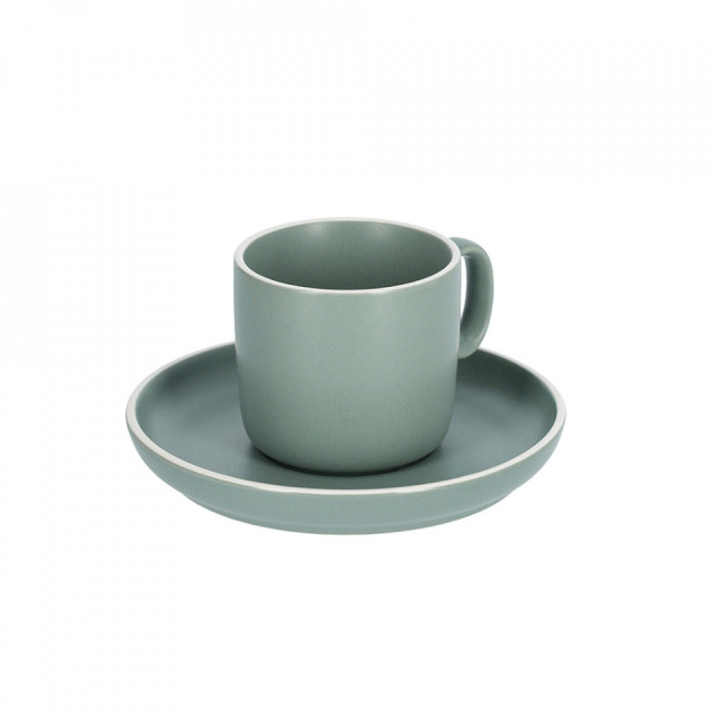 Ceasca cu farfurioara verde din portelan 200 ml Shun Kave Home