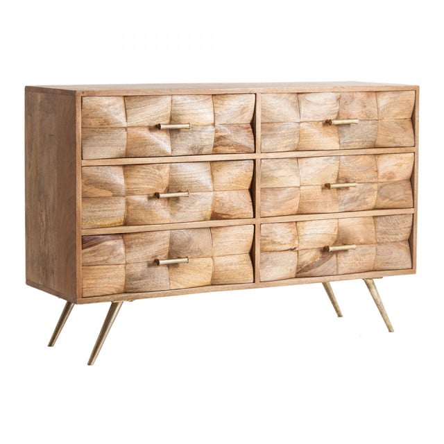 Comoda maro/aurie din lemn 120 cm Kusel Vical Home