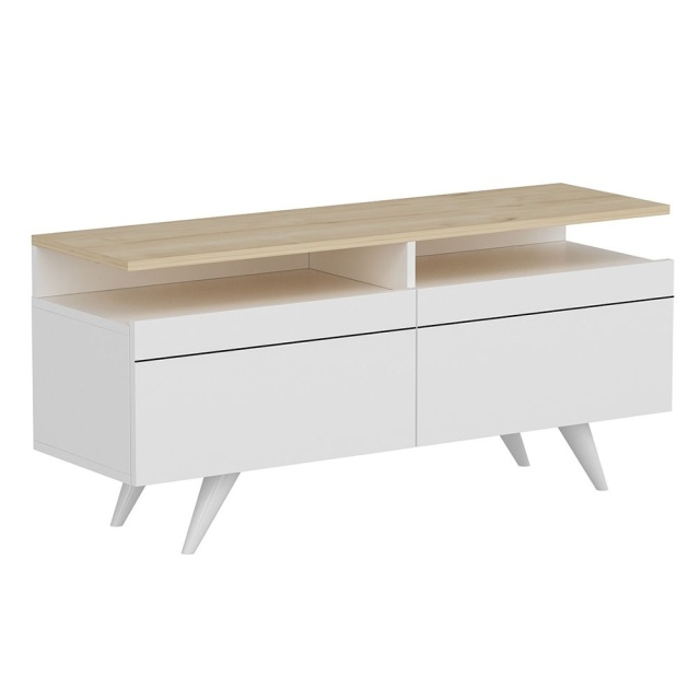 Comoda TV alba/maro din lemn 120 cm Berlin The Home Collection