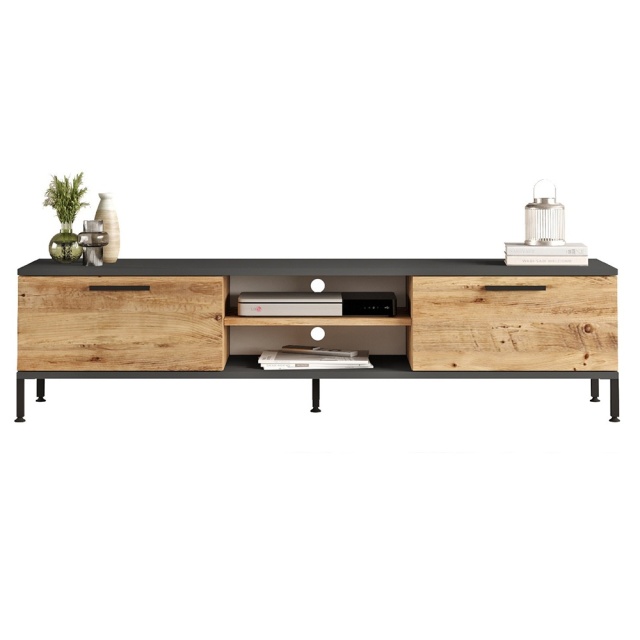 Comoda TV gri antracit/maro din lemn 160 cm Arca The Home Collection