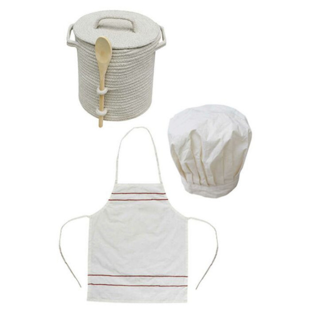 Cos cu capac si 3 accesorii gri din fibre Little Chefs Lorena Canals