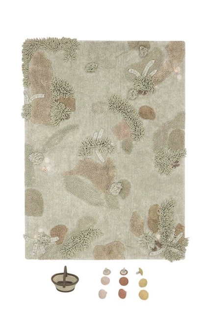 Covor de joaca cu 10 accesorii multicolor din bumbac 120x160 cm Mushroom Lorena Canals