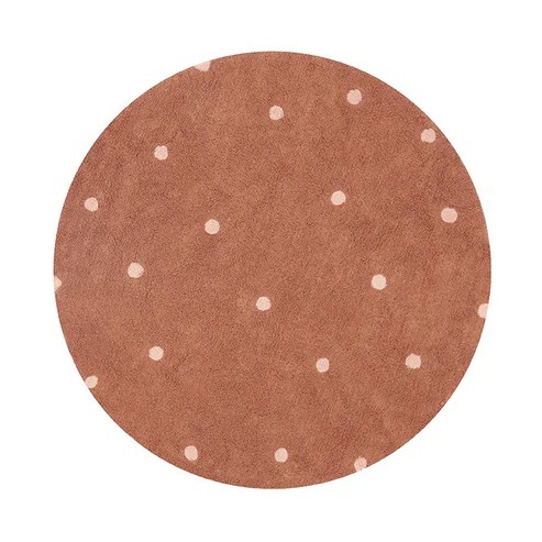 Covor maro castana/roz din bumbac 140 cm Dot Lorena Canals