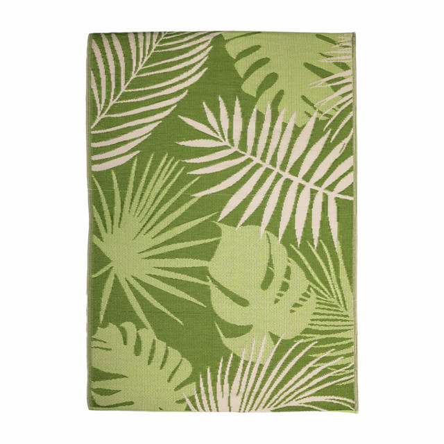 Covor reversibil pentru exterior verde/alb din fibre sintetice 150x231 cm Jungle Esschert Design
