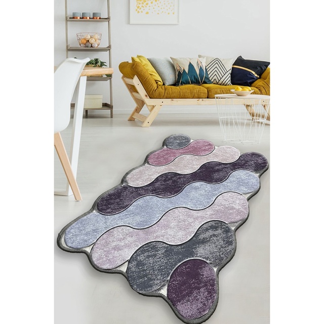 Covoras de baie multicolor din fibre sintetice 70x120 cm Circle Purple The Home Collection