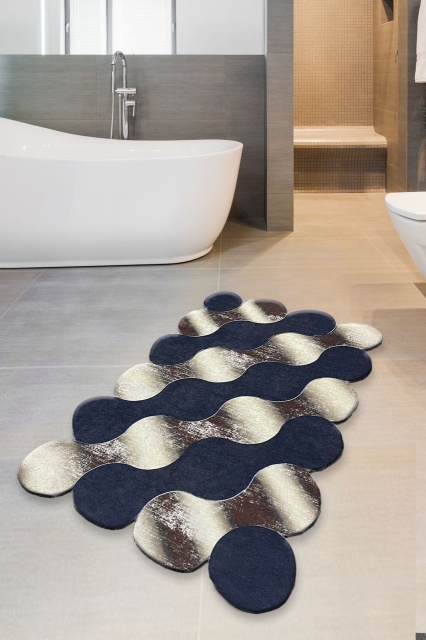 Covoras de baie multicolor din fibre sintetice 70x120 cm Circle The Home Collection
