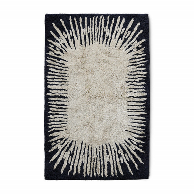 Covoras pentru baie crem/negru din bumbac 75x120 cm Monochrome HKliving