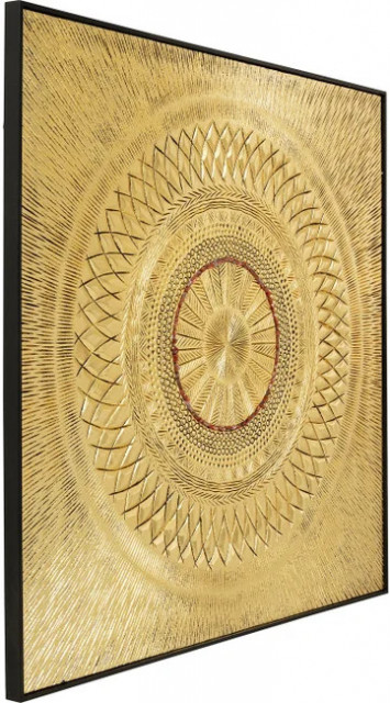 Decoratiune de perete aurie din lemn 120x120 cm Circle Kare