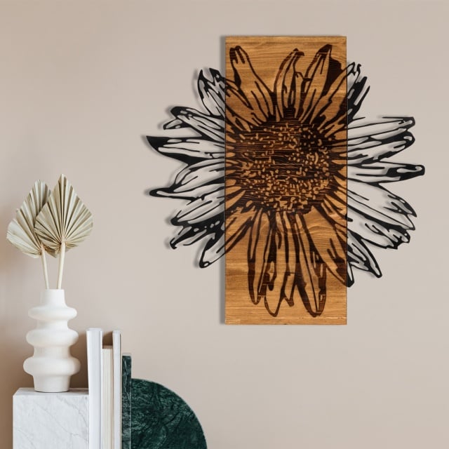 Decoratiune de perete maro/neagra din lemn 56x58 cm Fav The Home Collection