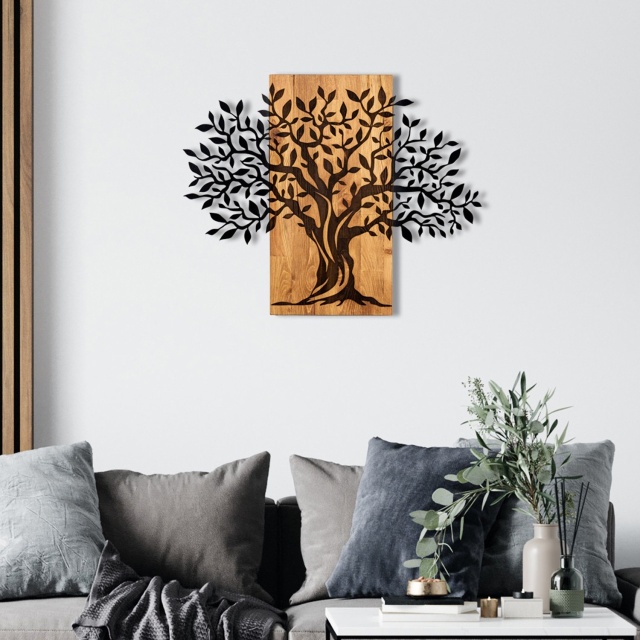 Decoratiune de perete maro/neagra din lemn 58x72 cm Fav The Home Collection
