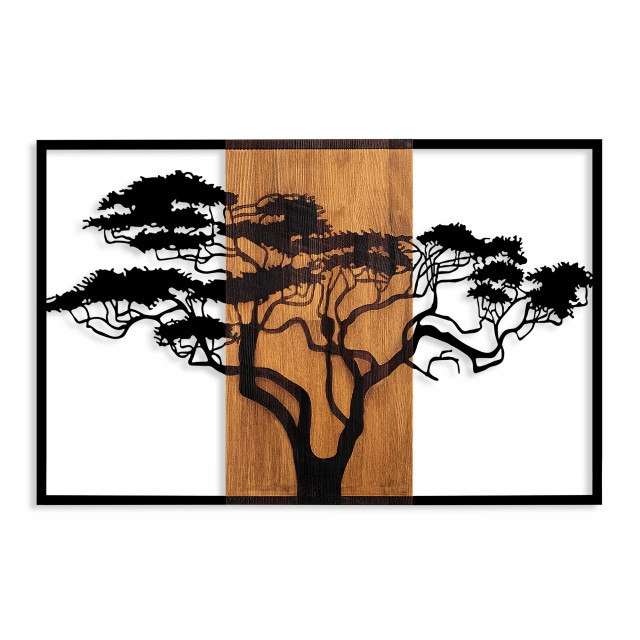 Decoratiune de perete maro/neagra din lemn 58x90 cm Acacia Tree The Home Collection