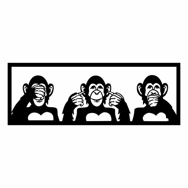 Decoratiune de perete neagra din metal 25x70 cm Three Monkeys The Home Collection