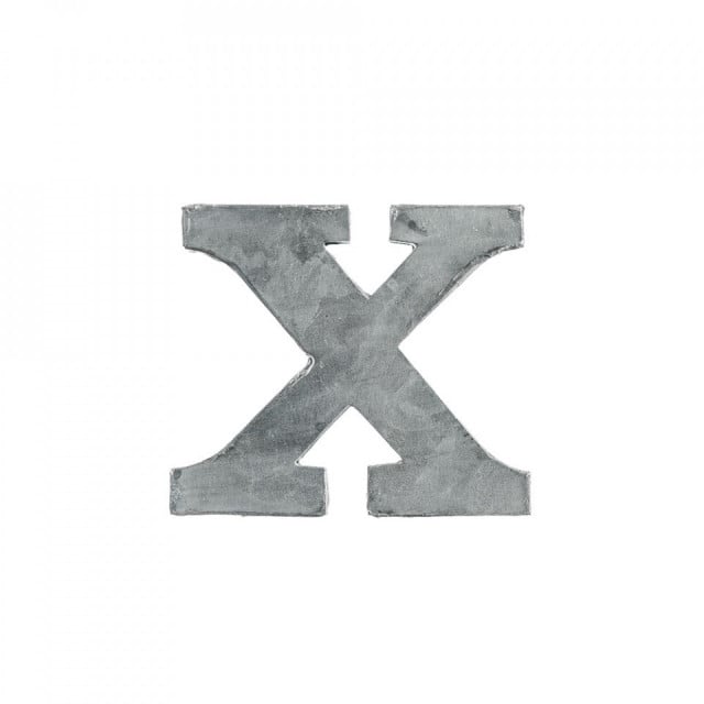 Decoratiune gri din metal 5 cm Letter X Madam Stoltz