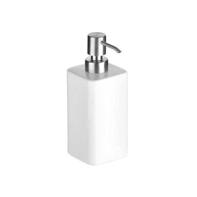 Dispenser sapun lichid alb/argintiu din ceramica si inox 350 ml Online Tescoma